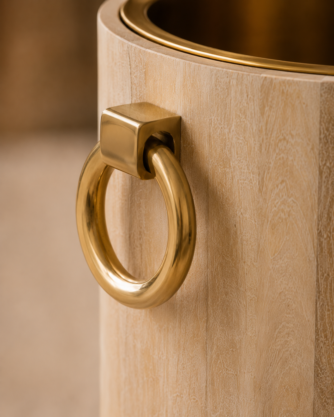 Luxury Wooden Cooler with Gold Handles